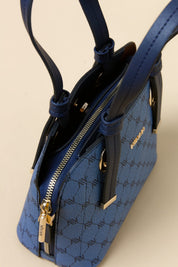 Monogram Tote Bag with Metal Details - Navy Blue
