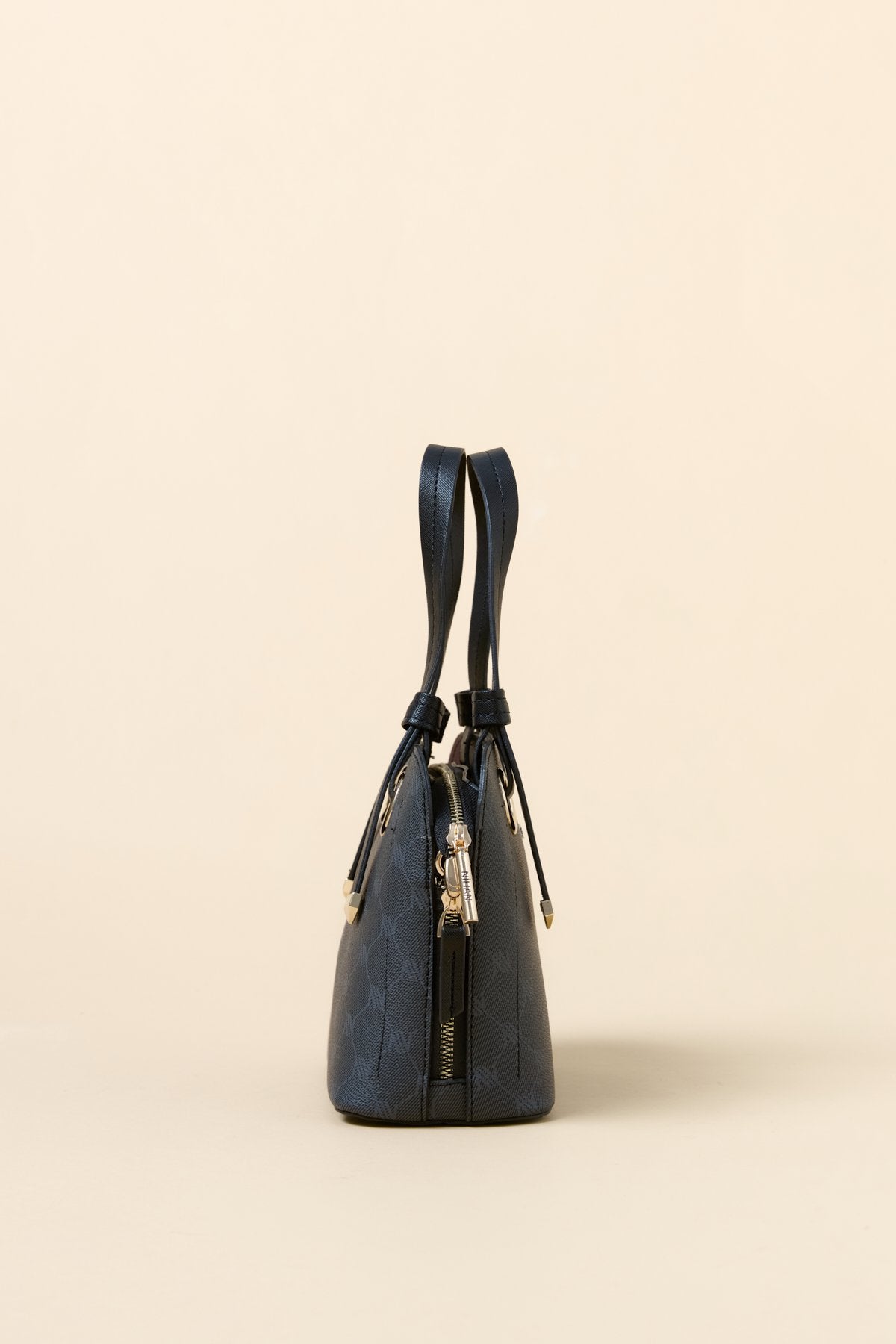 Monogram Tote Bag with Metal Detail - Black
