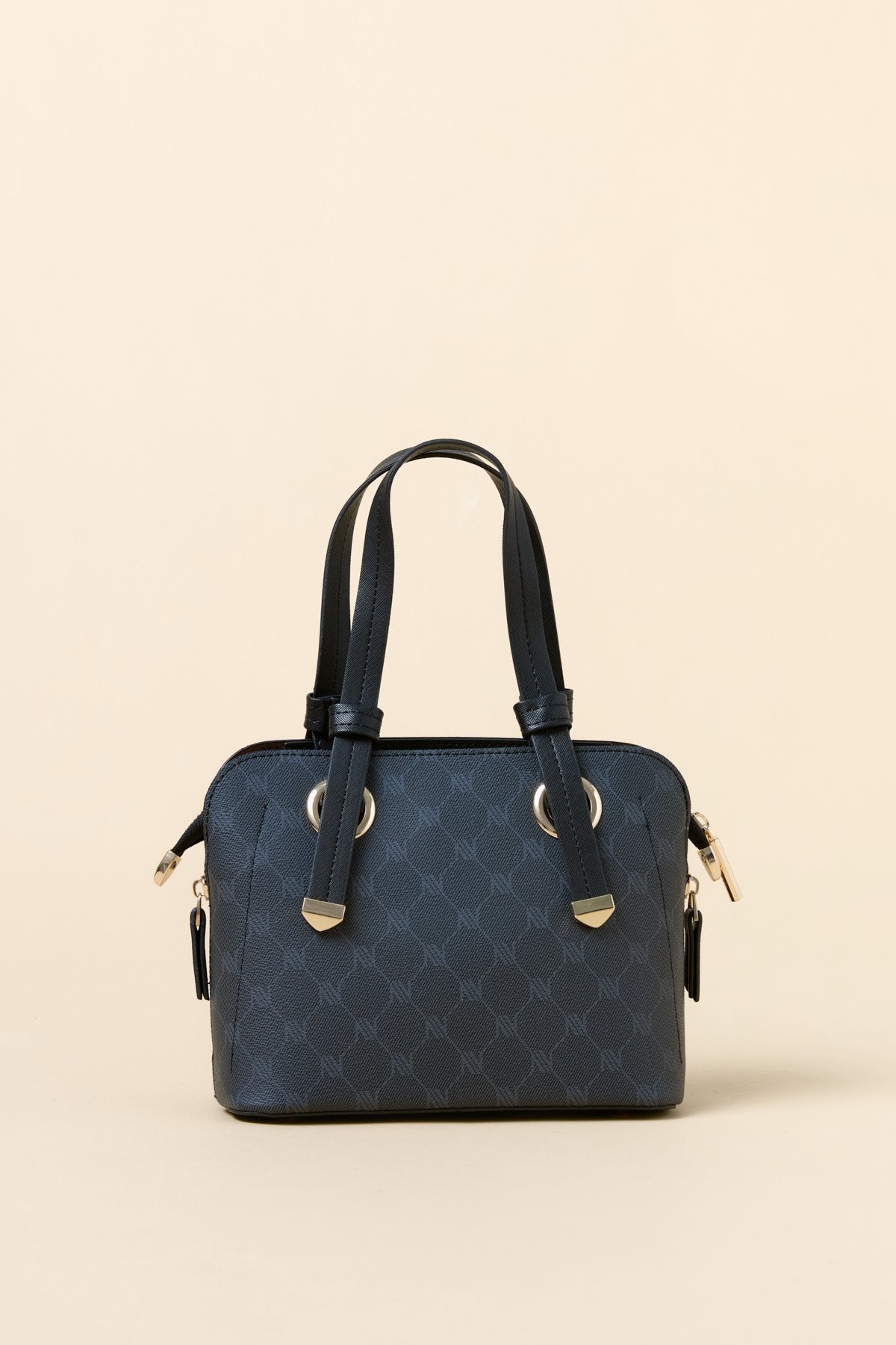 Monogram Tote Bag with Metal Detail - Black