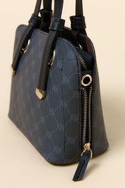 Monogram Tote Bag with Metal Detail - Black