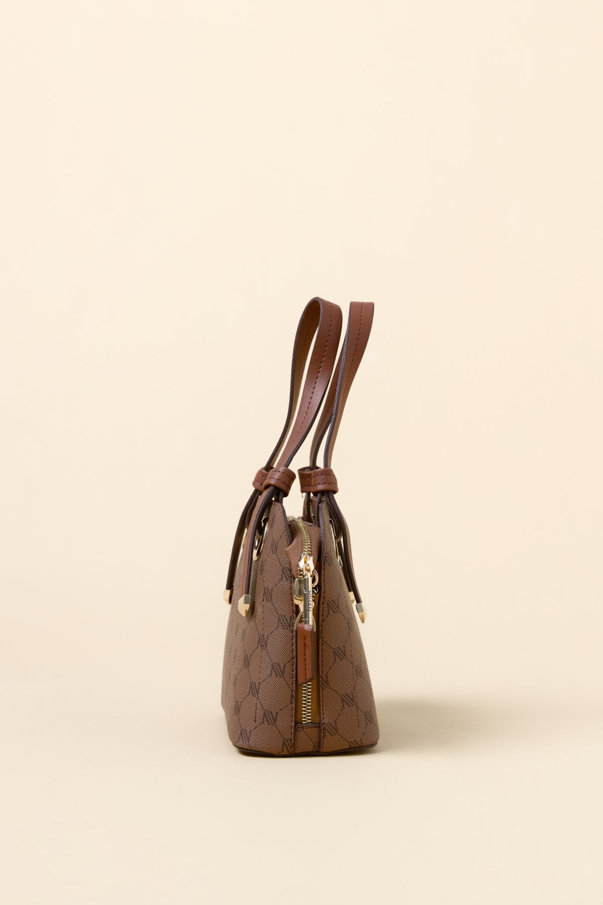 Monogram Tote Bag with Metal Details - Tan