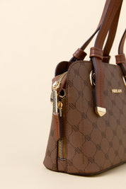 Monogram Tote Bag with Metal Details - Tan