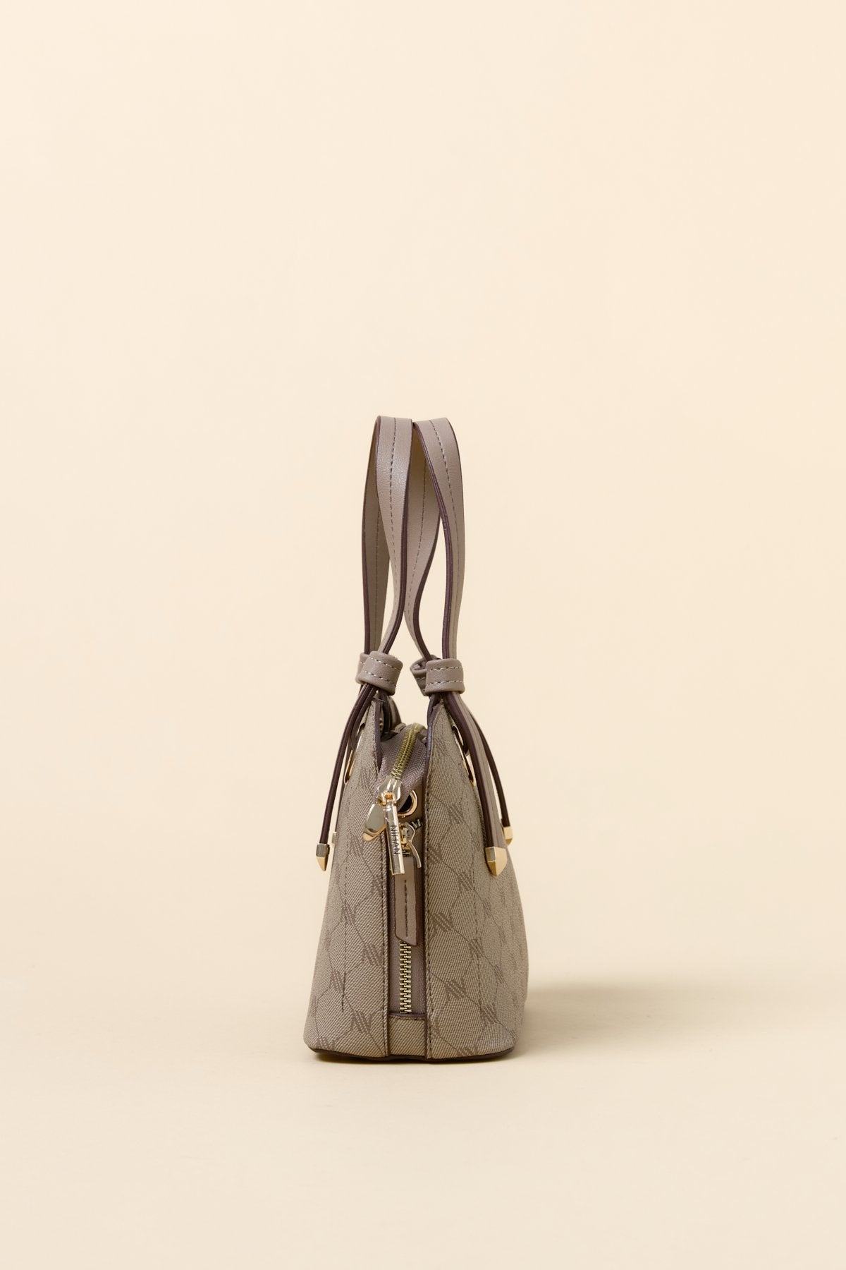 Monogram Tote Bag with Metal Details - Mink
