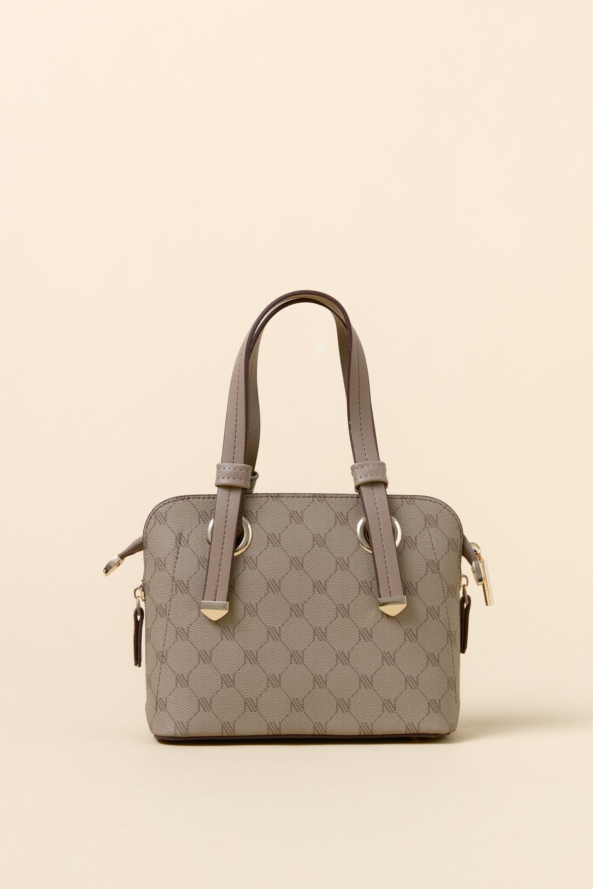 Monogram Tote Bag with Metal Details - Mink