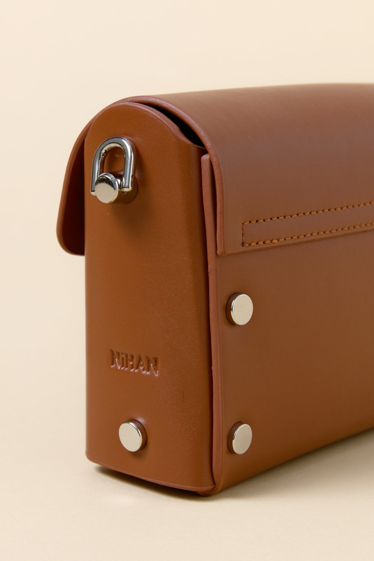 Metal Clasp Crossbody Bag - Tan