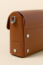 Metal Clasp Crossbody Bag - Tan