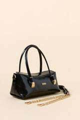 Mini Evening Dress Clutch Bag - Patent Leather Black