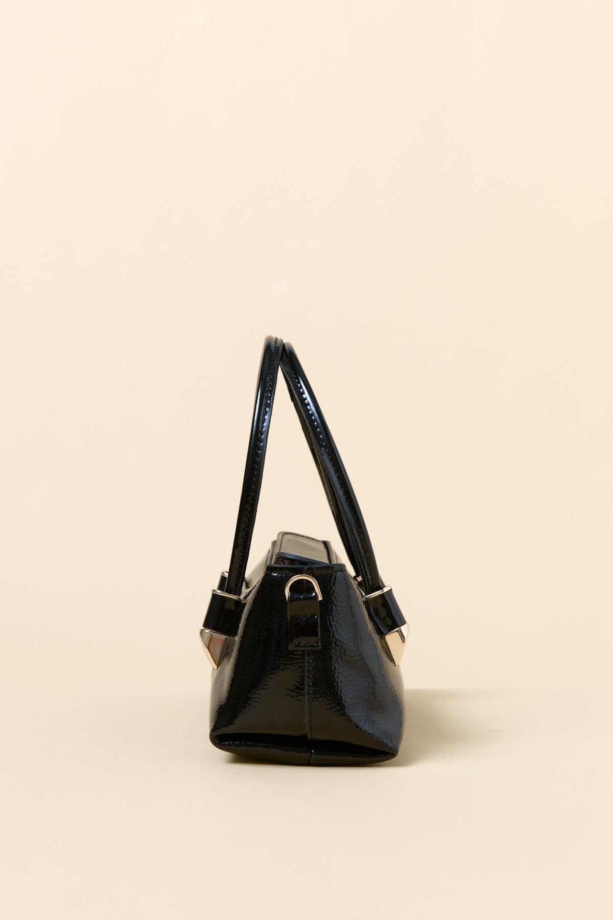 Mini Evening Dress Clutch Bag - Patent Leather Black