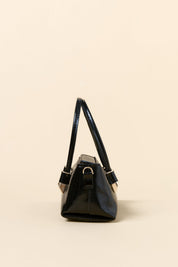 Mini Evening Dress Clutch Bag - Patent Leather Black