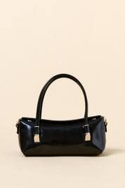 Mini Evening Dress Clutch Bag - Patent Leather Black