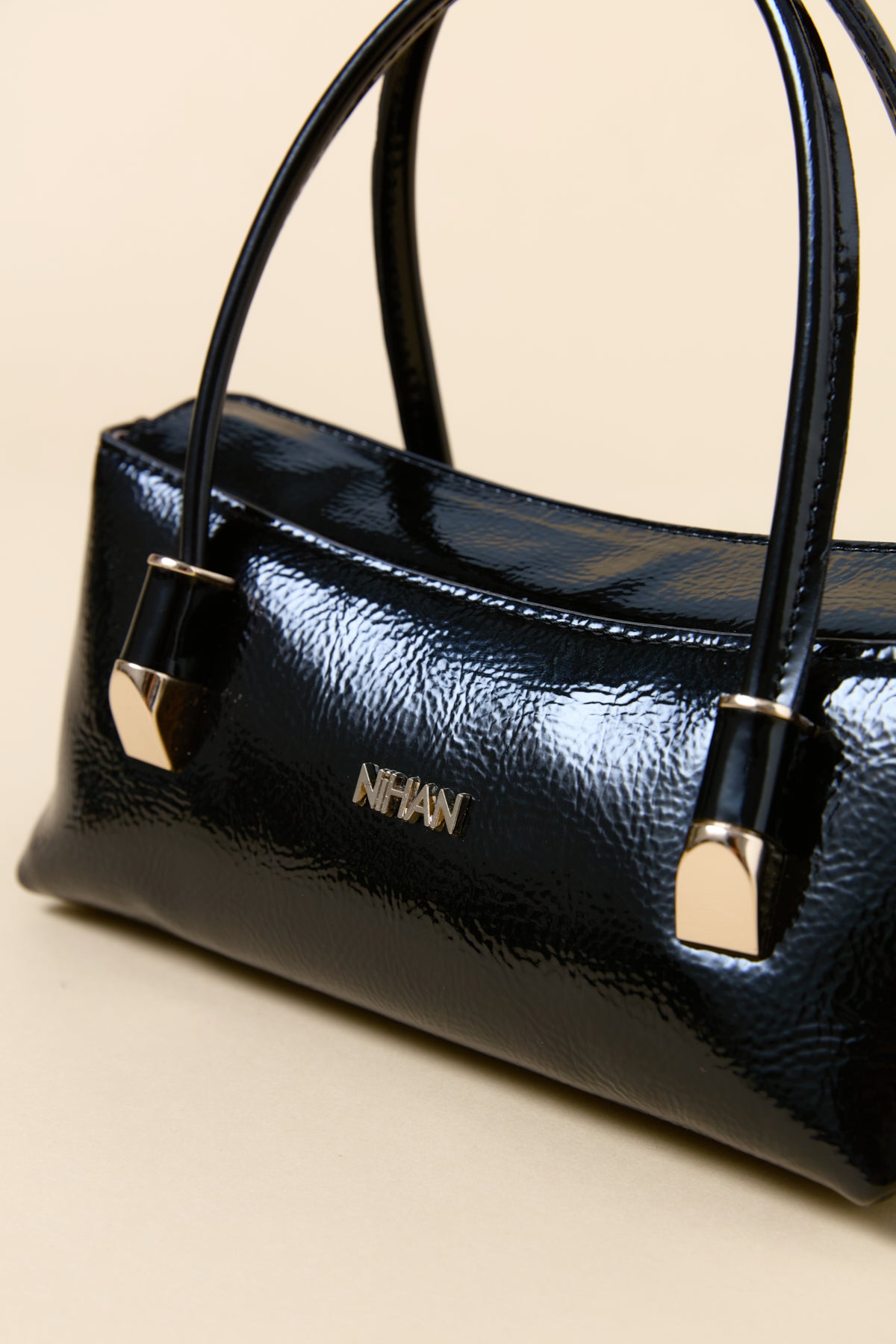 Mini Evening Dress Clutch Bag - Patent Leather Black