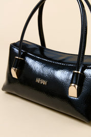 Mini Evening Dress Clutch Bag - Patent Leather Black