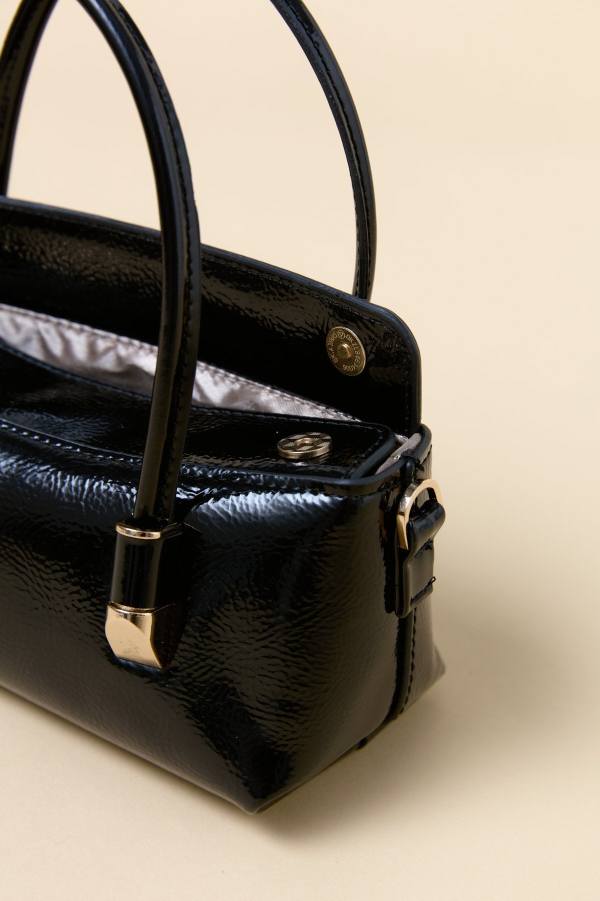 Mini Evening Dress Clutch Bag - Patent Leather Black