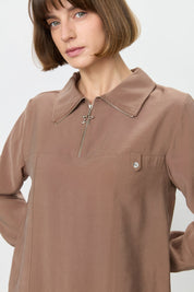 Modal Pantolon Tunik Takım - Açık Kahve