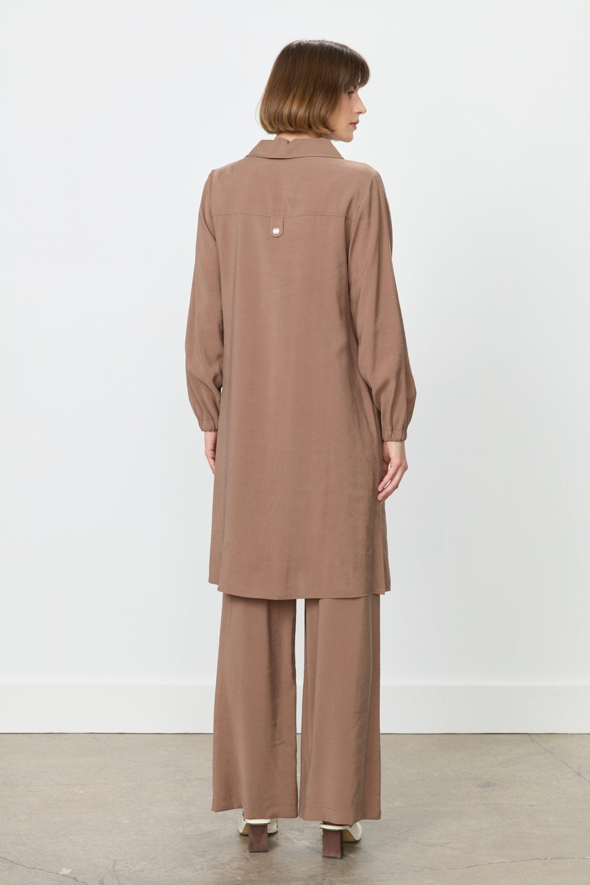 Modal Pantolon Tunik Takım - Açık Kahve