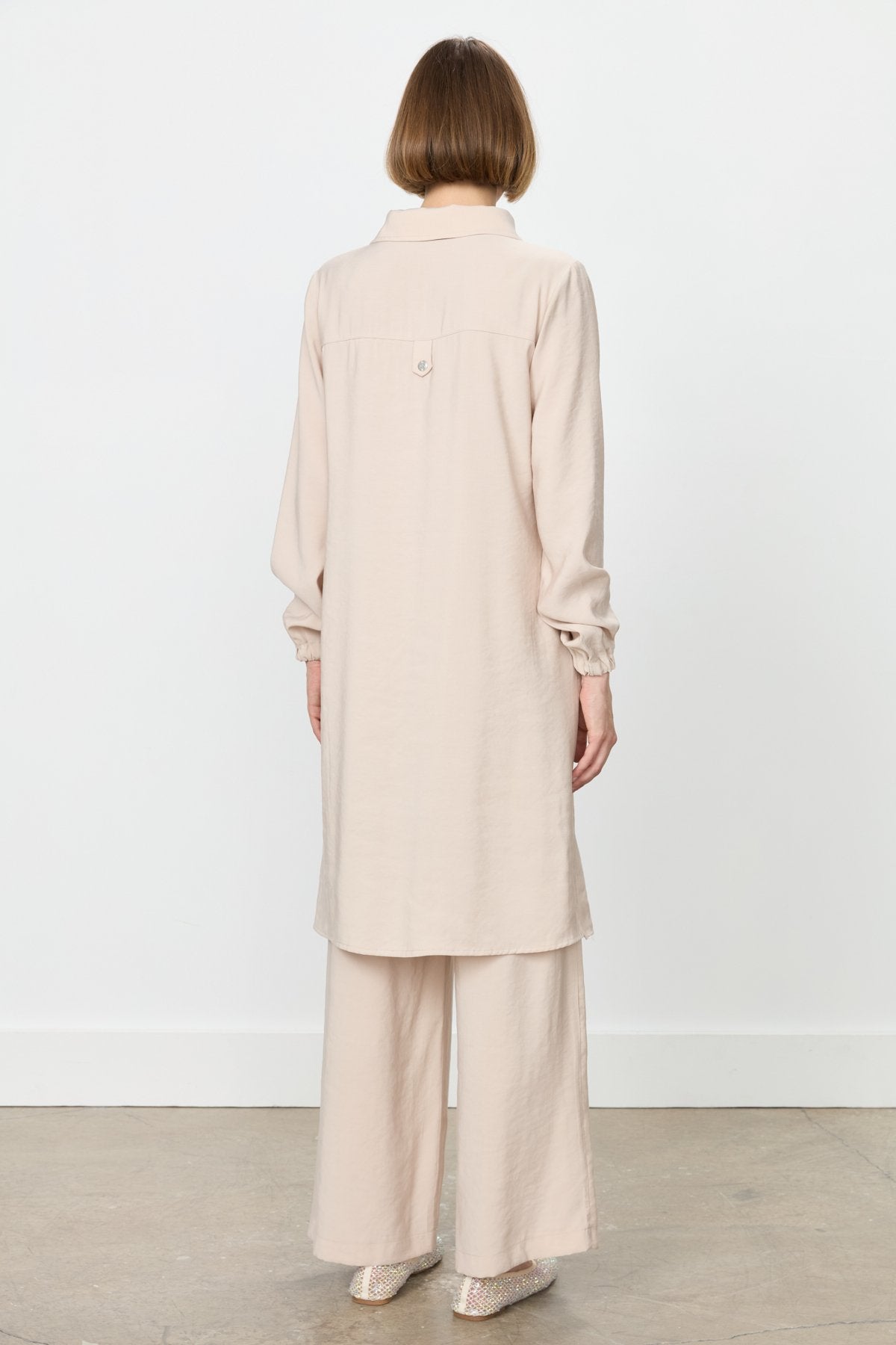 Modal Pantolon Tunik Takım - Bej