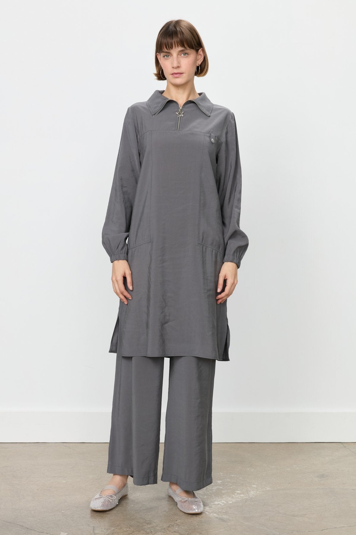 Modal Pantolon Tunik Takım - Füme