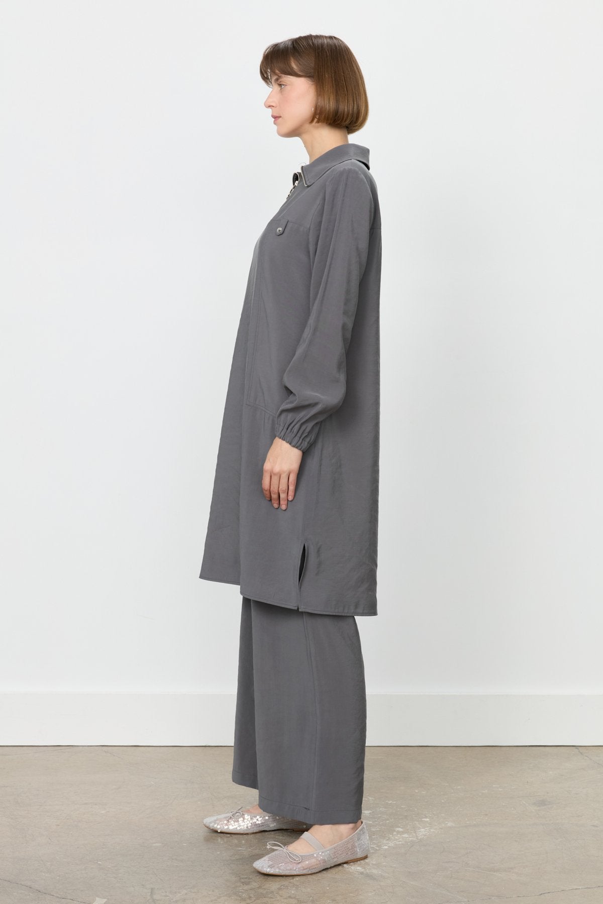 Modal Pantolon Tunik Takım - Füme