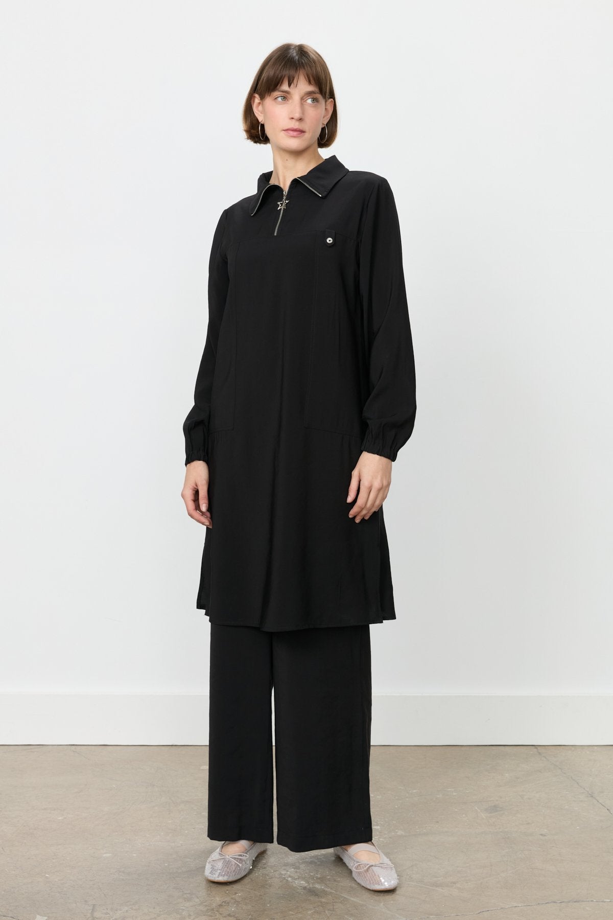 Modal Pantolon Tunik Takım - Siyah