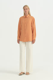 Modal Vintage Gömlek  Yaka Tunik - Oranj