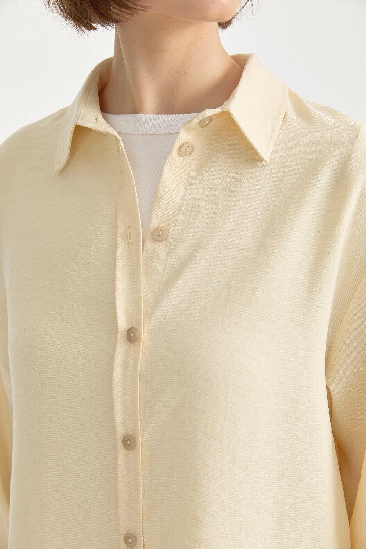 Modal Vintage Gömlek Yaka Basic Tunik - Tereyağ Sarısı