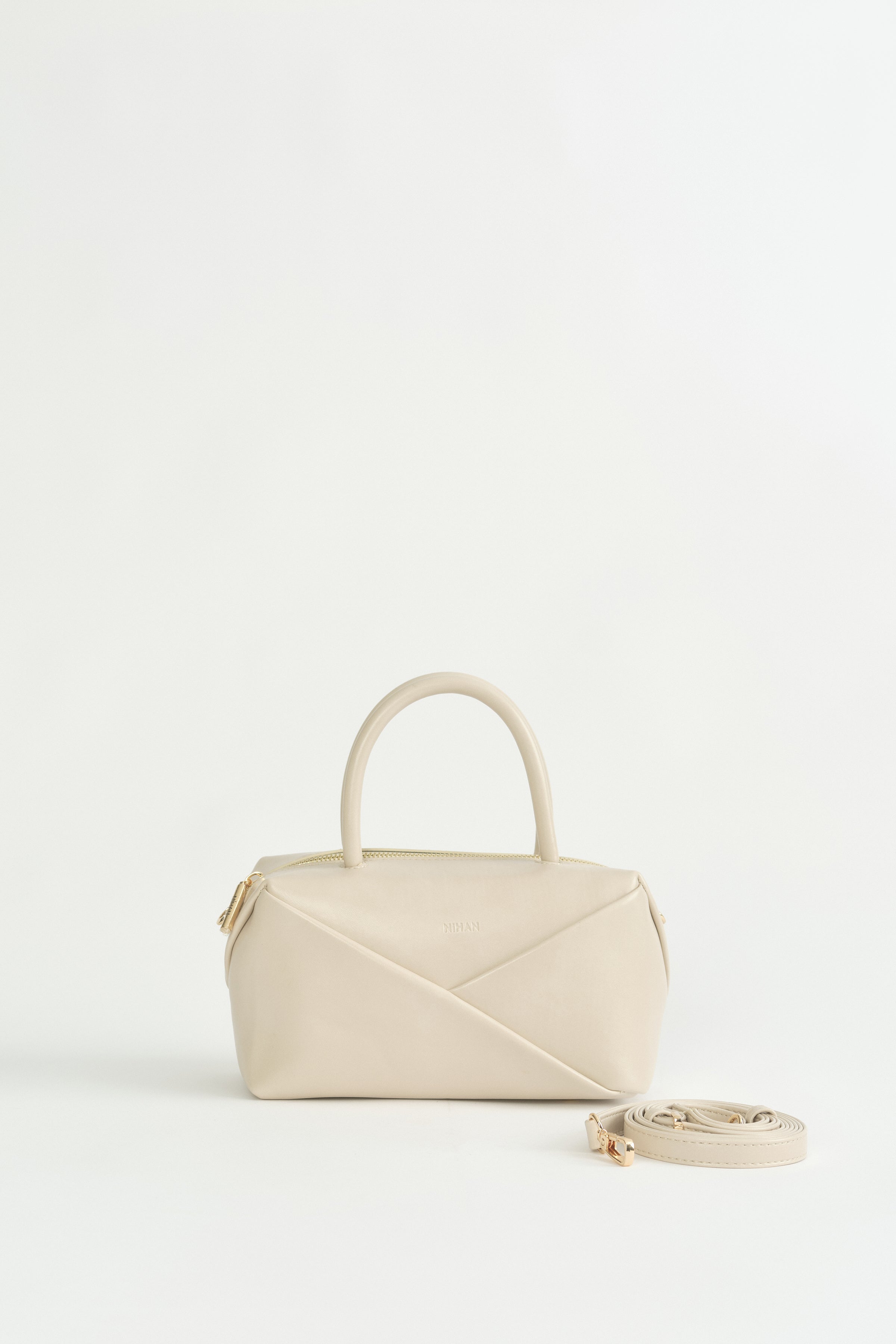 Modern Formlu Satchel Çanta - Bej