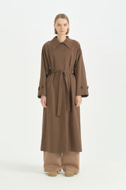 Mono Kapama Oversize Trençkot - Kahve