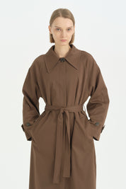 Mono Kapama Oversize Trençkot - Kahve