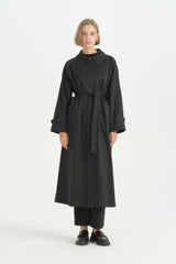 Mono Kapama Oversize Trençkot - Siyah