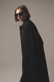 Mono Kapama Oversize Trençkot - Siyah