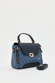 Monogram Flap Crossbody Bag - Navy Blue