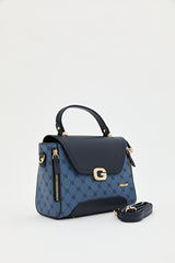Monogram Flap Crossbody Bag - Navy Blue