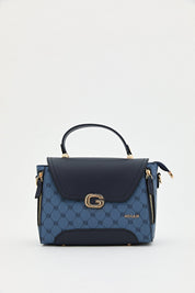 Monogram Flap Crossbody Bag - Navy Blue