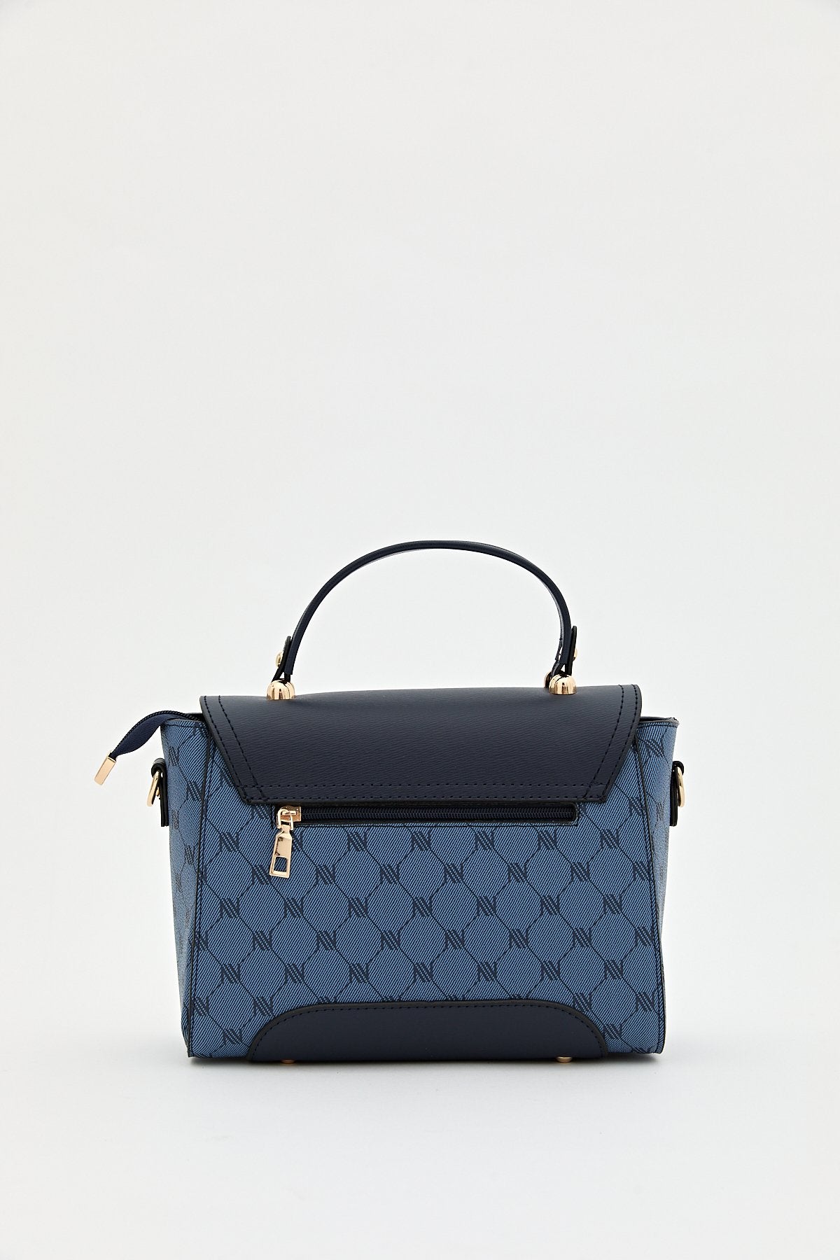 Monogram Flap Crossbody Bag - Navy Blue
