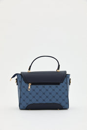 Monogram Flap Crossbody Bag - Navy Blue