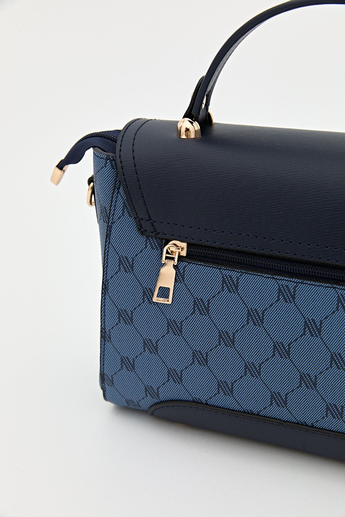 Monogram Flap Crossbody Bag - Navy Blue