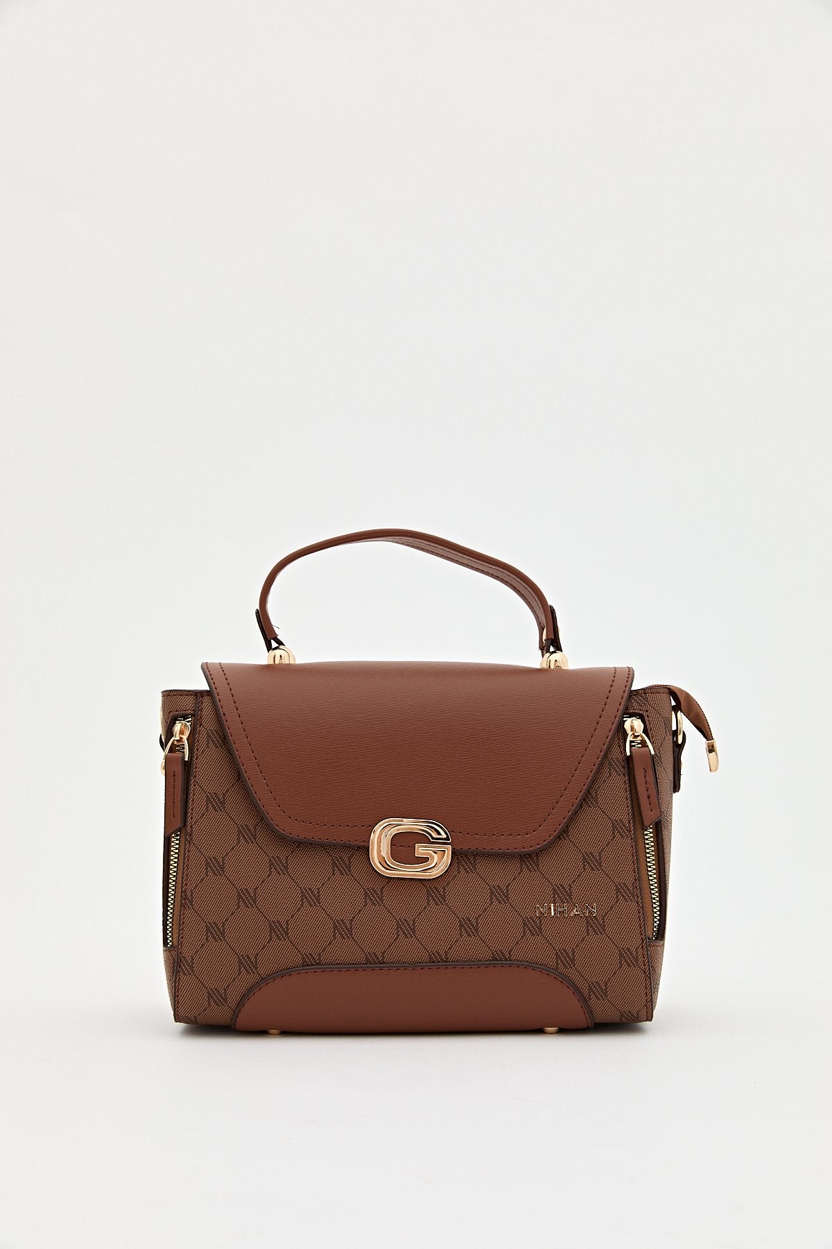 Monogram Flap Crossbody Bag - Tan
