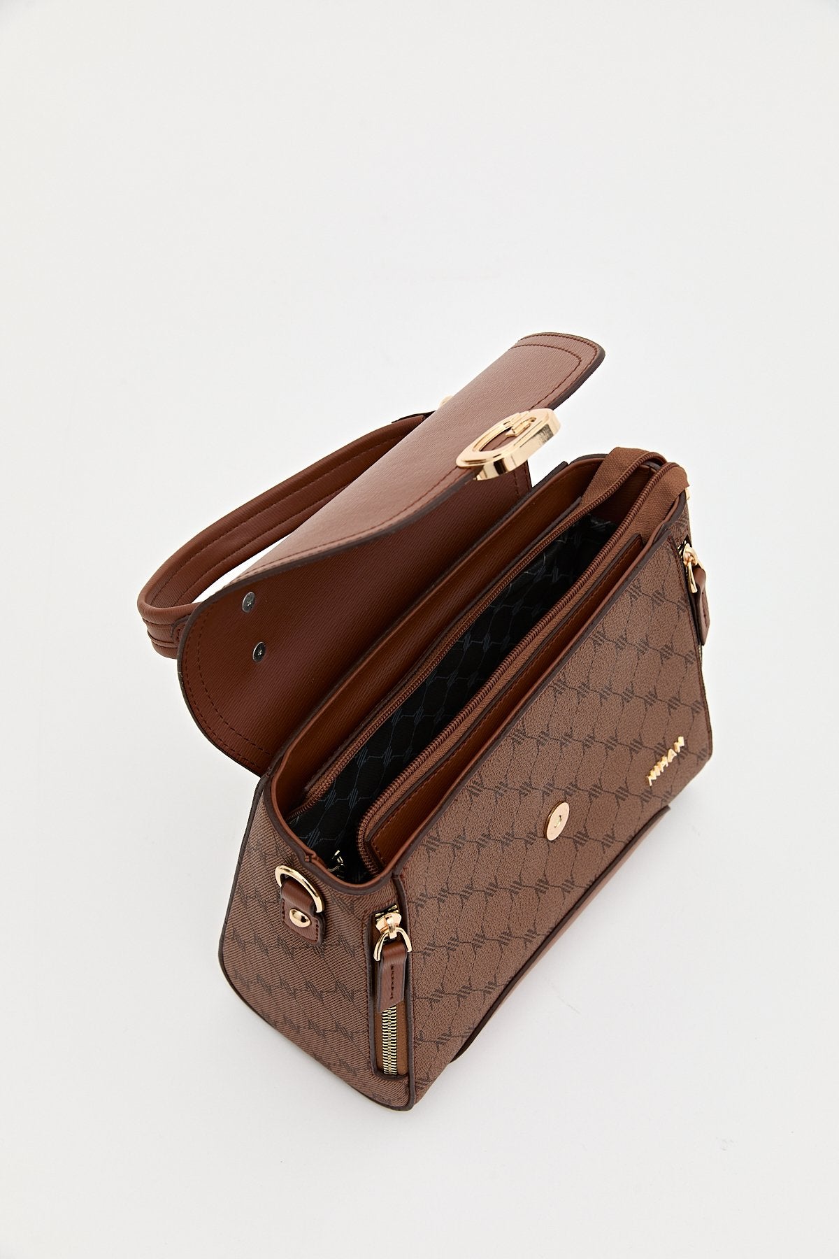 Monogram Flap Crossbody Bag - Tan