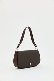 Monogram Flap Shoulder Bag - Coffee