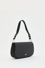 Monogram Flap Shoulder Bag - Black