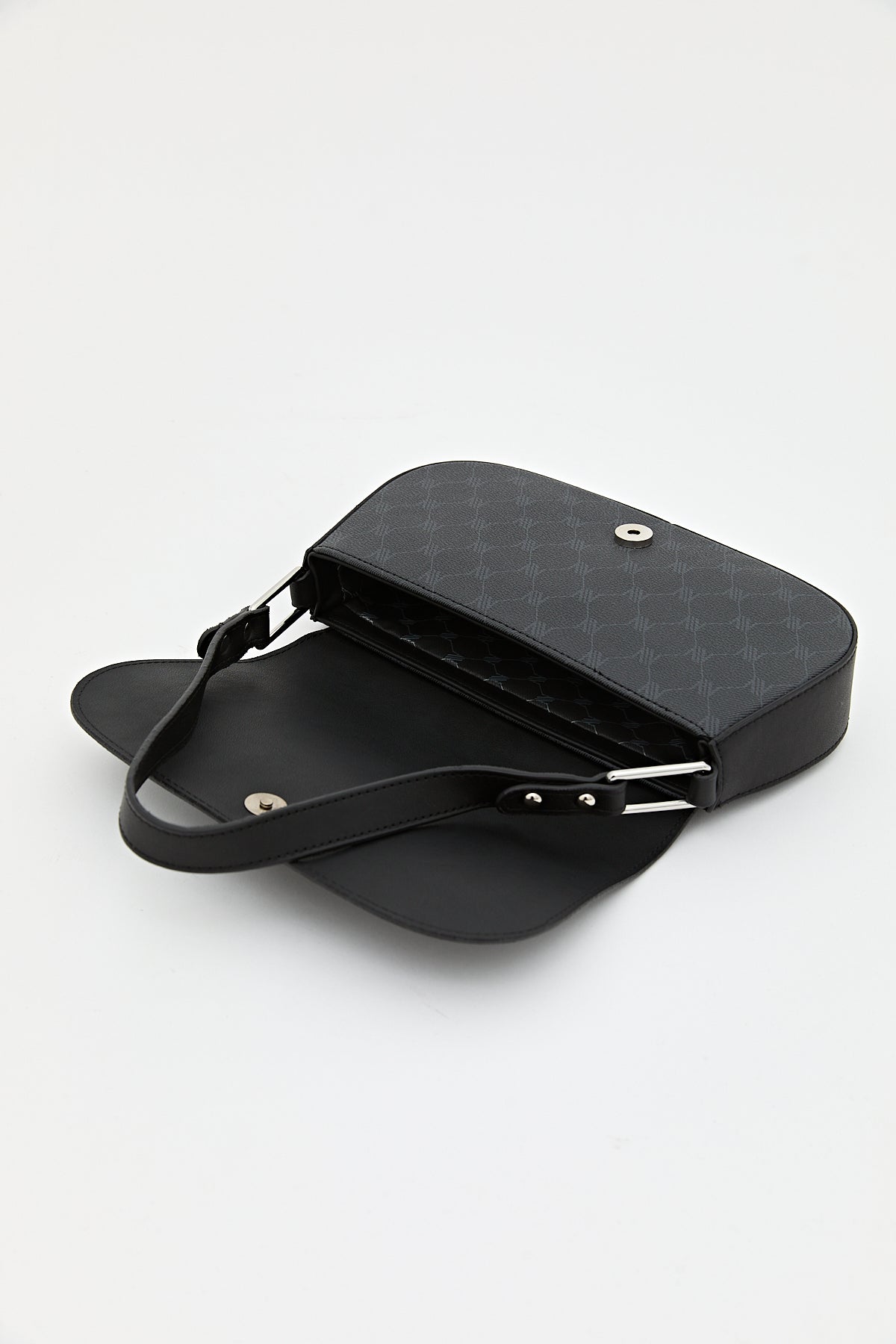 Monogram Flap Shoulder Bag - Black