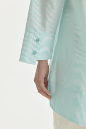 Embroidered Striped Cotton Tunic - Mint