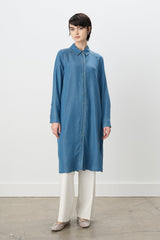 Nakış Detaylı Gömlek Yaka Tencel Tunik - Buz