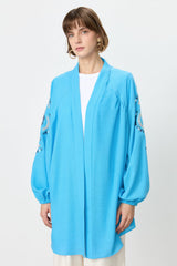 Nakış Detaylı Keten Kimono - Camgöbeği