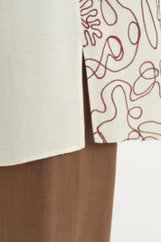 Embroidered Linen Tunic - Burgundy