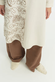 Embroidered Linen Tunic - Coffee