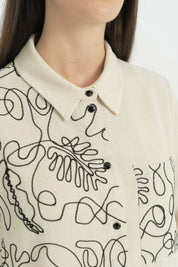 Embroidered Linen Tunic - Black