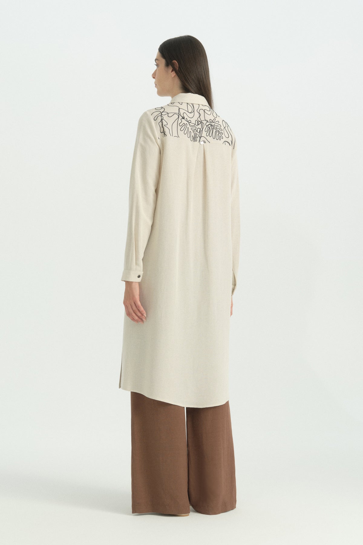 Embroidered Linen Tunic - Black