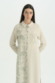 Embroidered Linen Tunic - Green