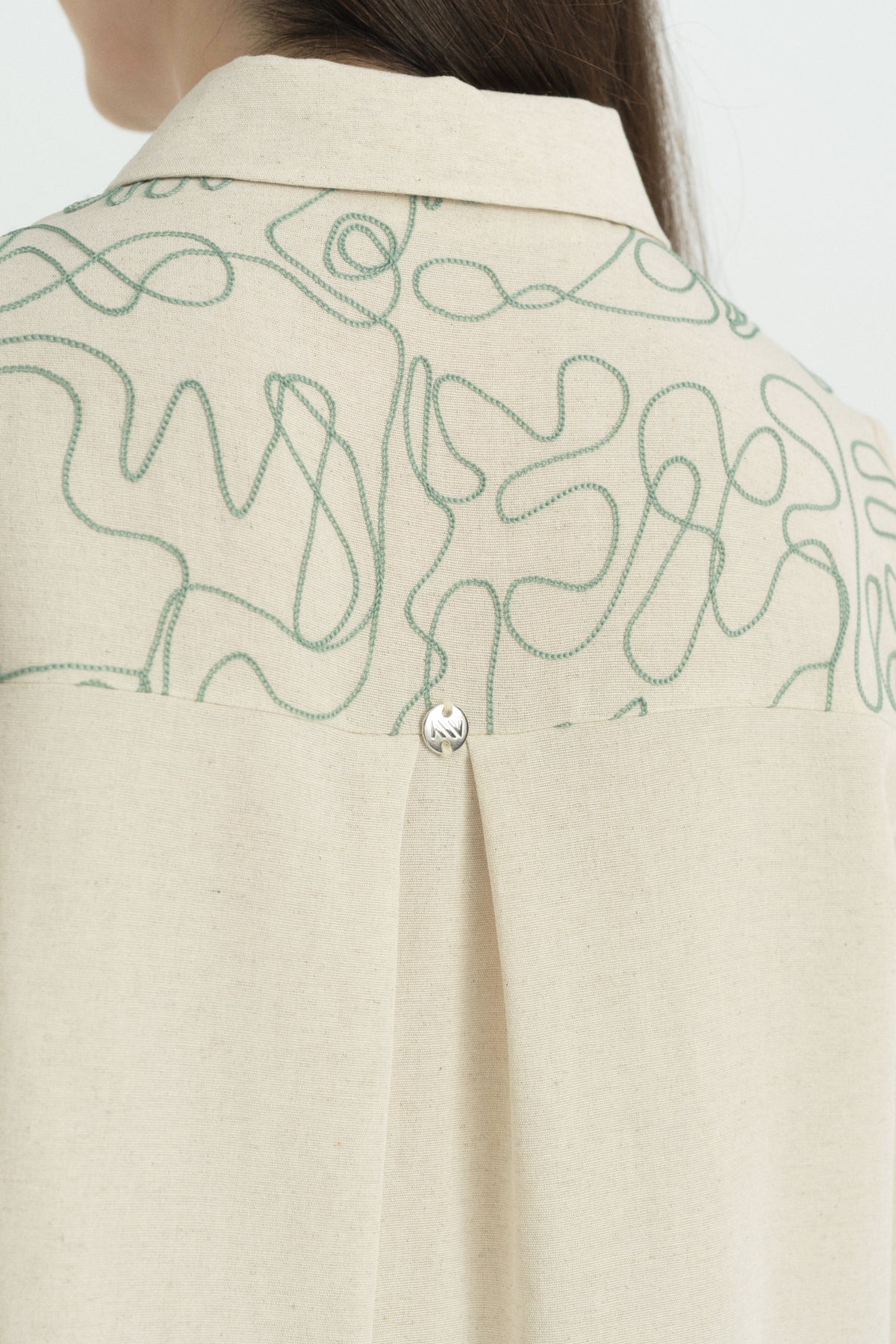 Embroidered Linen Tunic - Green